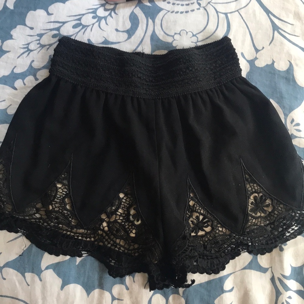 Black Lace Bottom Shorts
